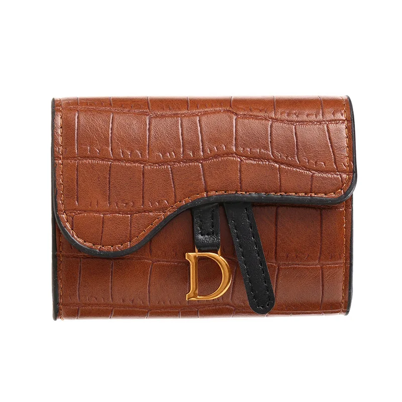 Luxuriöser Kartenhalter für Damen, Kurze Mini-PU-Geldbörse mit Buchstaben-Aufdruck, Multifunktionale Kleine Clutch-Tasche