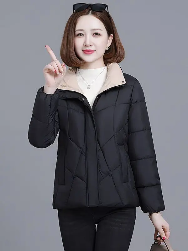 

Женская зимняя утепленная куртка из хлопка с воротником-стойкой, больших размеров, в корейском стиле, свободного кроя, на молнии