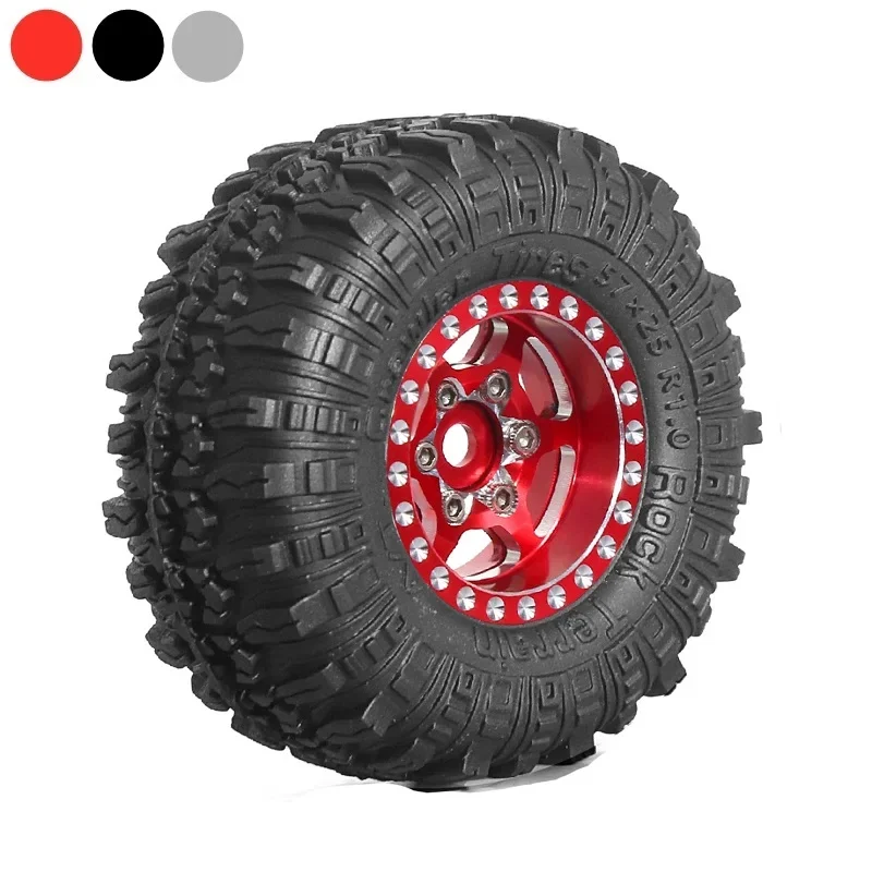 

4pcs 57mm 1.0" Metal Beadlock Wheel Tire Set For 1/18 1/24 RC Crawler Car TRX4M SCX24 AX24 FCX24 Upgrade Parts Accessories