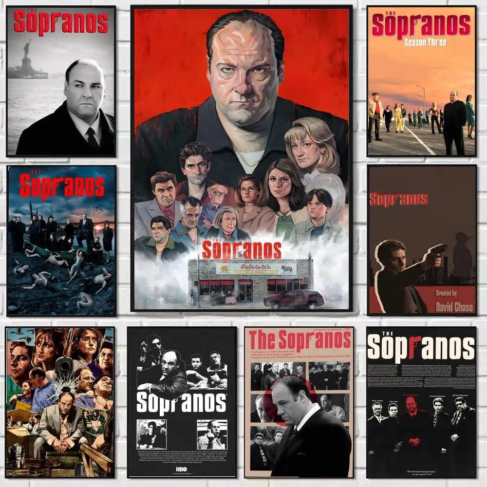 ملصق قماشي للخط الأبيض للعائلة من المسلسلات التلفزيونية الكلاسيكية من Sopranos: تجعد مجاني مقاوم للماء لجميع الفضاء لتزيين الحائط