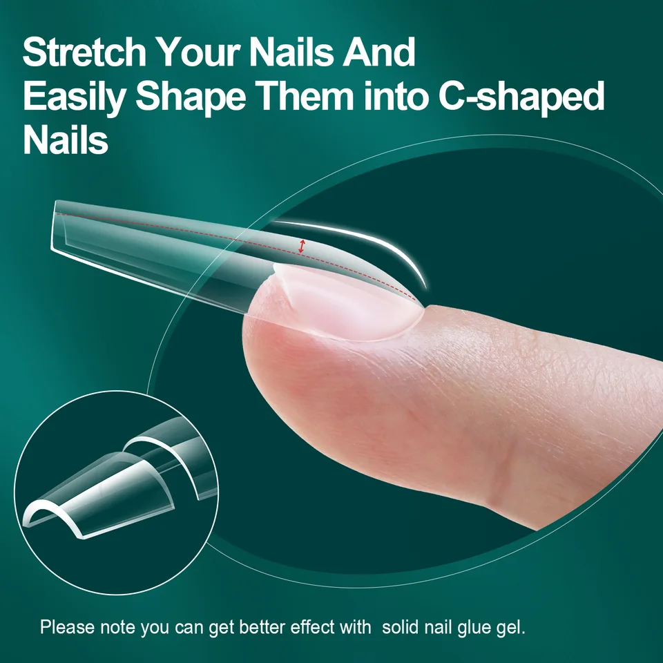 16 tallas de tips de gel curvos y suaves, uñas postizas esculpidas y naturales, cobertura completa, forma almendra, cápsulas francesas para extensión 4