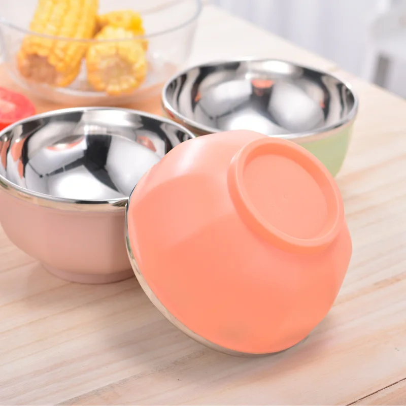 Stainless Steel 304 Rice Bowl with Lid And Utensils Noodle Bowl Soup Bowl Dining Hall Instant Noodles Bowl round Shape Adult Use