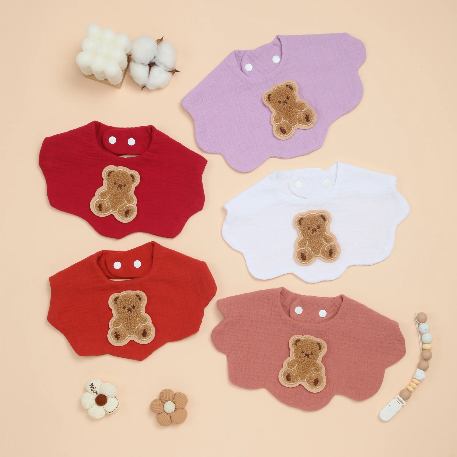 

Комплект из 5 хлопковых детских нагрудников, супервпитывающий детский нагрудник для слюнотечения, прорезывания зубов, кормления