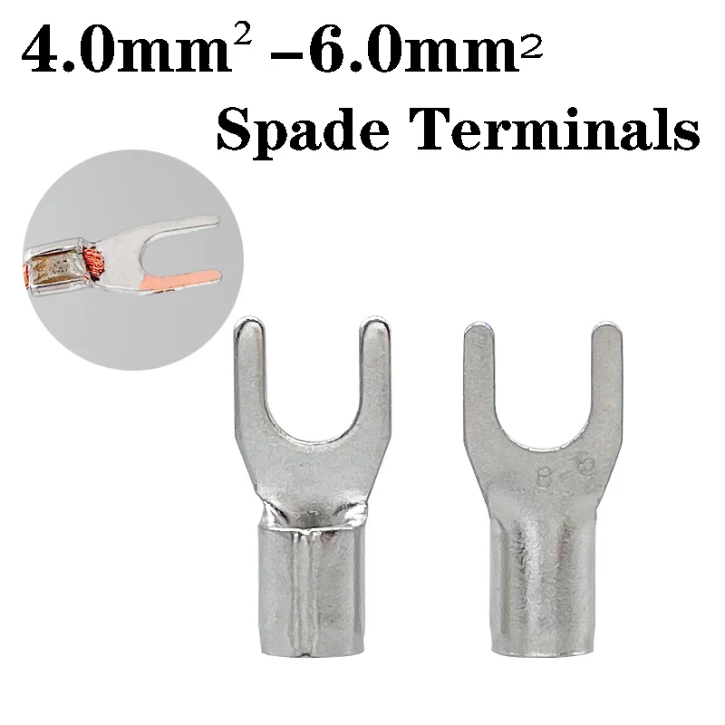 

100-500PCS Non Insulated Crimp Terminal Pure Copper Spade Terminal SNB5.5-4/5/6/8 Electrical Wire Connector A.W.G 12-10