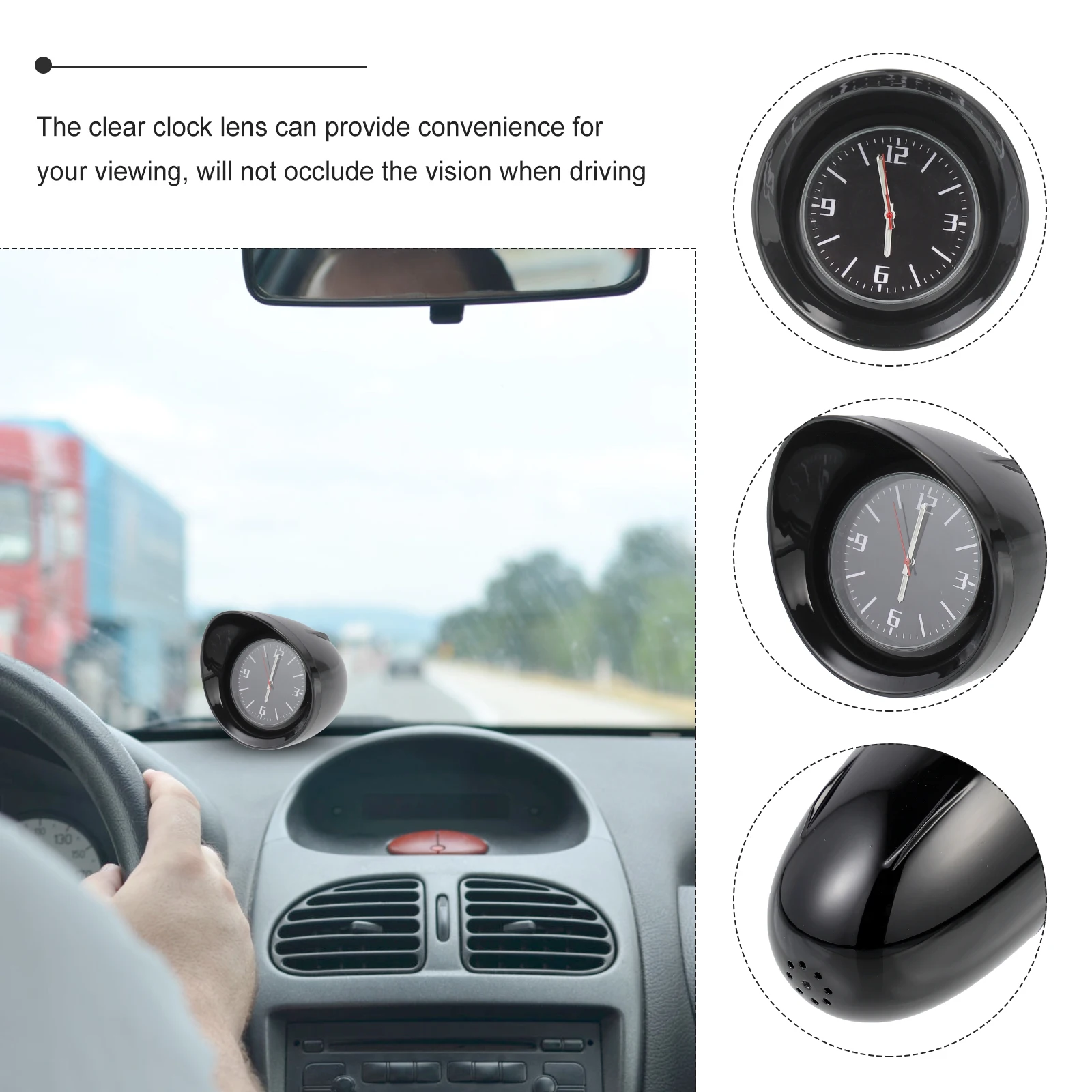 

Car Dashboard Clock Steel Material Glass Mirror Clocks for Car Desktop Zinc Alloy Durable Practical Automotive
