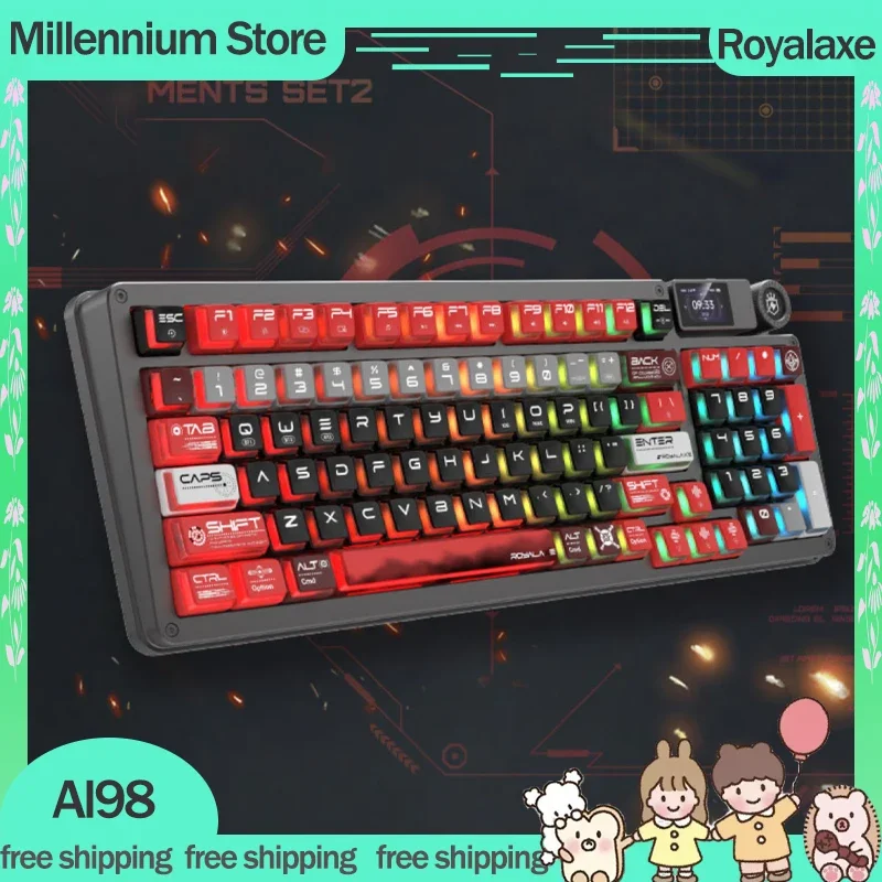 New Royalaxe Al98 Game Mechanical Keyboard 3mode Wireless Bluetooth Keyboard Magnetic Switch Hot Swap Gaming Keyboards Gifts Boy