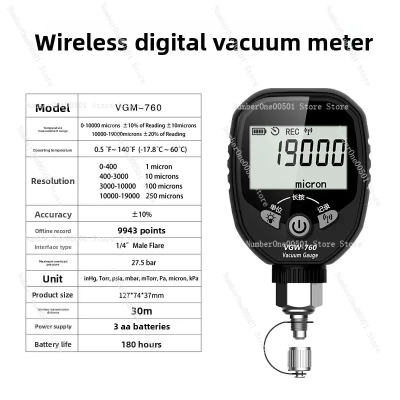 Digital Vacuum Gauge VGW-MINI/760 Digital Electronic Refrigeration Maintenance Refrigerant Vacuum Pressure Gauge