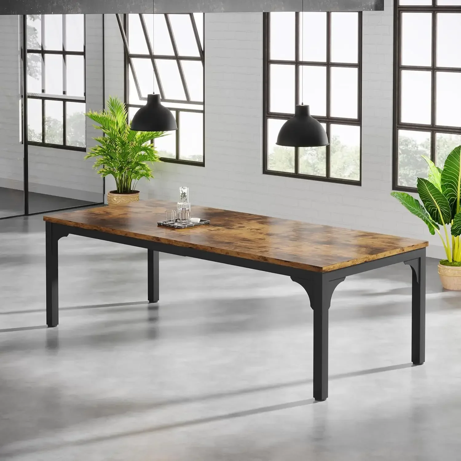6.56 FT Super Sturdy Large Rectangle 8 Person Meeting Seminar Long Business Brown Conference Table