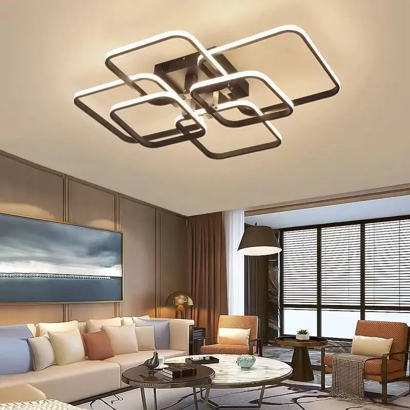 

Modern Led Chandelier For Living Room Bedroom White/Black Rectangle Acrylic Aluminum kitchen Ceiling Chandeliers
