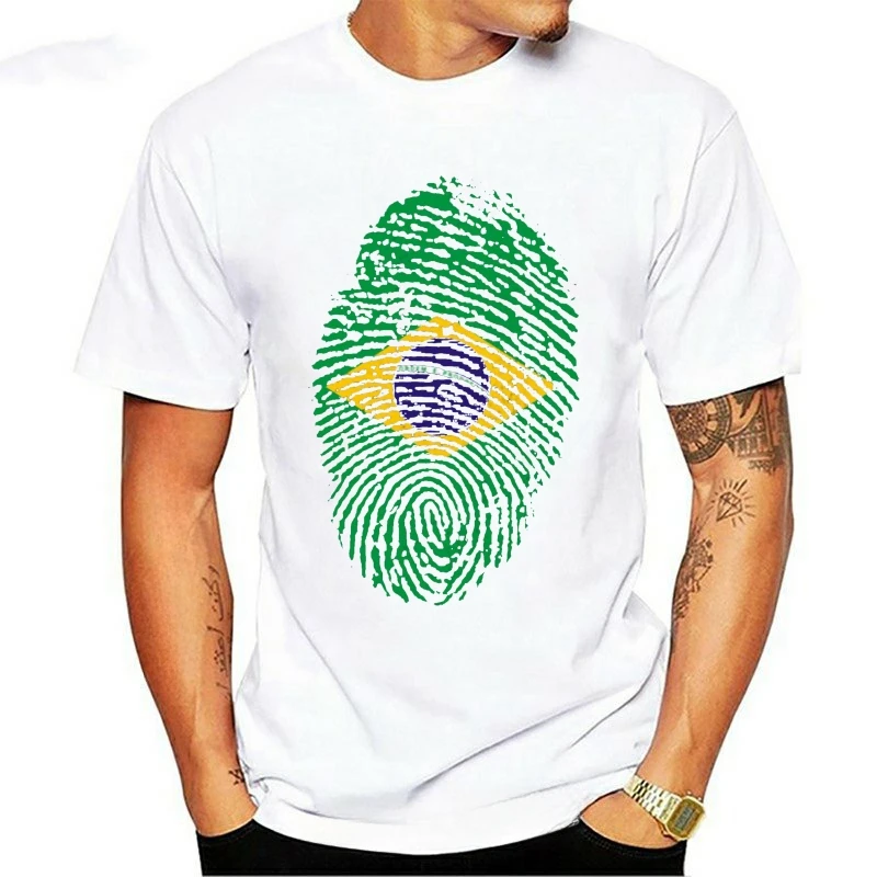 Man Clothing New Brazil De Janeiro Flag Fingerprint Identity T-Shirt 100% Cotton Cool Novelty Men And Tshirts O Neck fashion