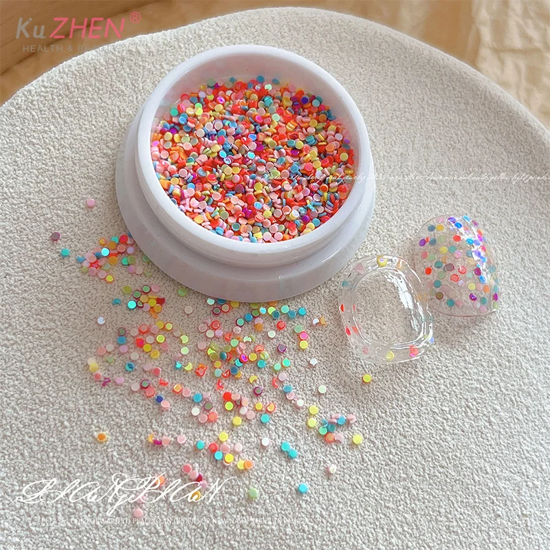 1Box Colorful Polka Dot Nail Art Glitter Sequins Round Shaped Nail Sequins Paillette Flakes For Nail Art 3d Decals Accessories