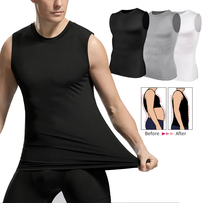 Men Body Shaper Vest Slimming Shirts Compression Tummy Control Tight Shapewear Quick-dry Fitness Tank Top Undershirt