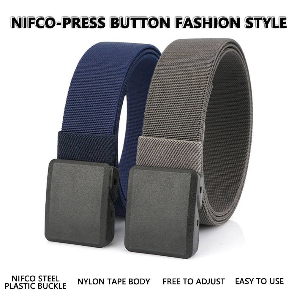 TUSHI New Metal Free Men's Elastic Belt Quick Release Nylon Buckle Soft Fiber Unisex Stretch Girdle Hiking Fishing Sport Belt