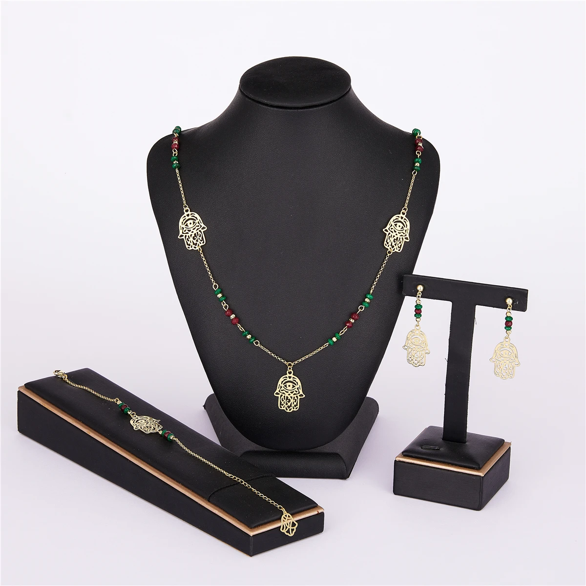 Luizada 14k gold color plating jewelry set for women khamsa jewelry set