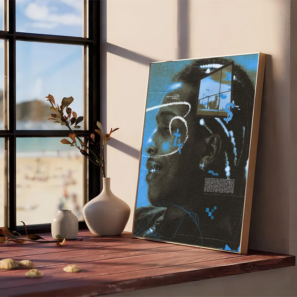 Hip Hop Rapper Asap-Rocky Movie Sticky Posters Fancy Wall Sticker for Living Room Bar Decoration Vintage Decorative Painting