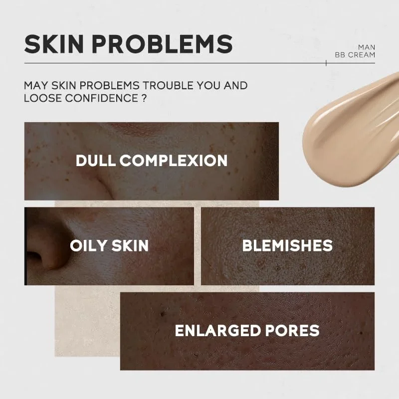 Men’s BB Cream – Full Coverage, Waterproof,Long-Lasting, Natural Matte Finish,Certified, Skin-Friendly, Quick Base for All Looks