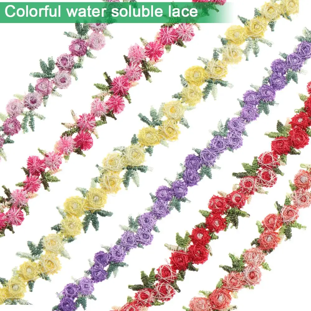 

Clothes Accessories Polyester Wedding Dress Embroidered Water soluble Flower Lace Trim Ribbons Fabric Trim