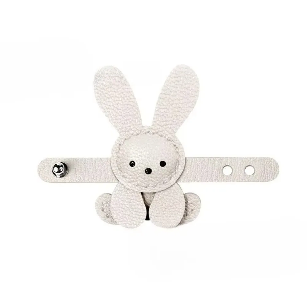 Cute Cartoon Bunny Bag Charm Adjustable DIY Bag Pendant PU Leather Solid Color Bag Decoration