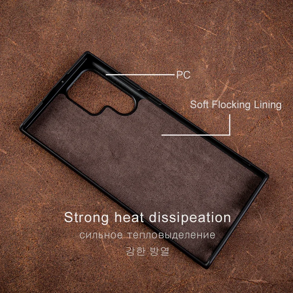 Genuine Leather Cover Case for Samsung Galaxy S22 Ultra S23 S21 S20 FE S10 Plus Note 20 10 A53 A51 A52 5G A72 A71 Phone Shell