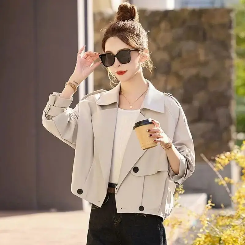 Burgundy Trench Coat Short Coat Popular 2026 Spring And Autumn Coat Women's New Casual Fashion Loose Jacket Top