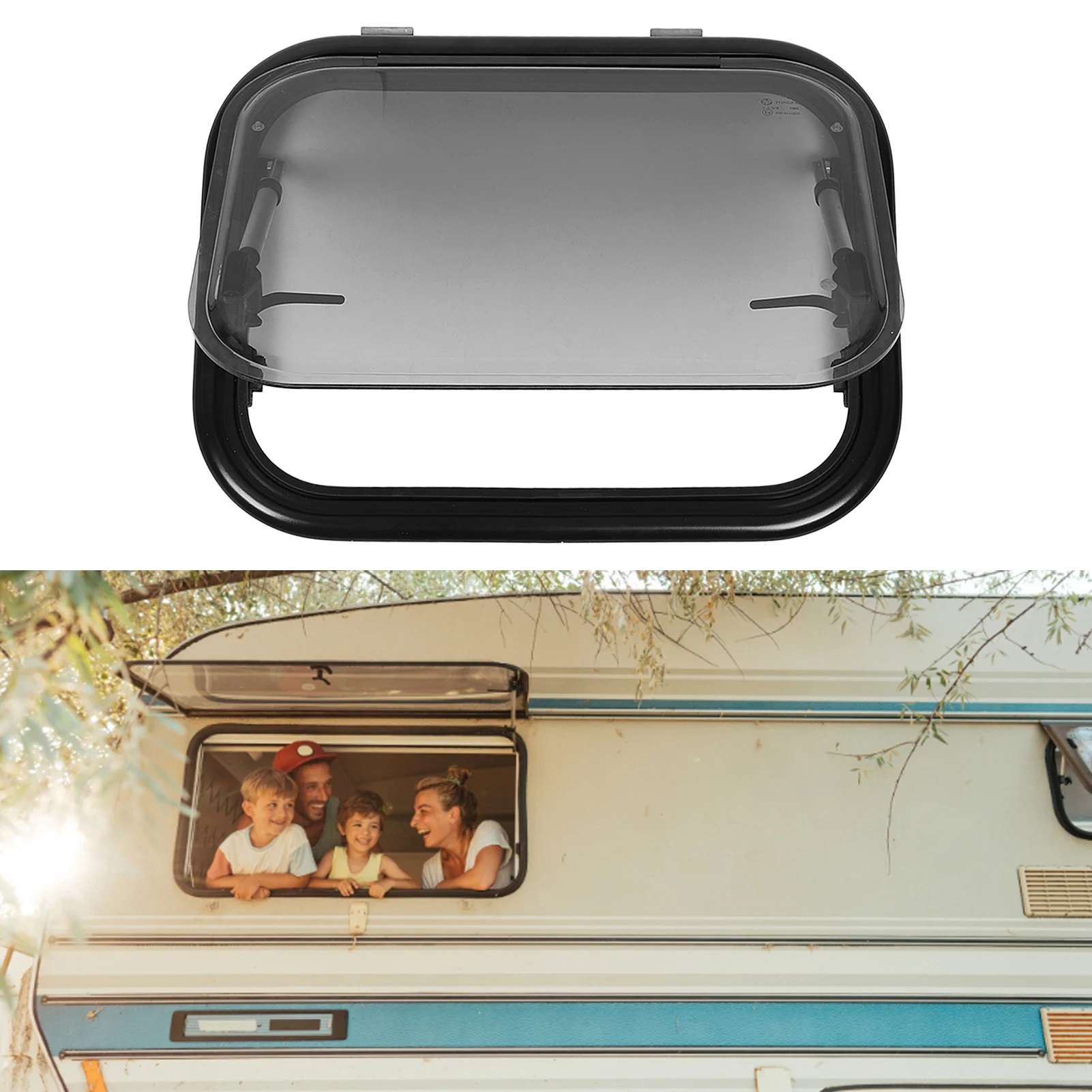 External Exit Window Insect Net Anti Oxidation UV Proof 550x400mm Double Layer Privacy Curtain Push Out Window for Trailer