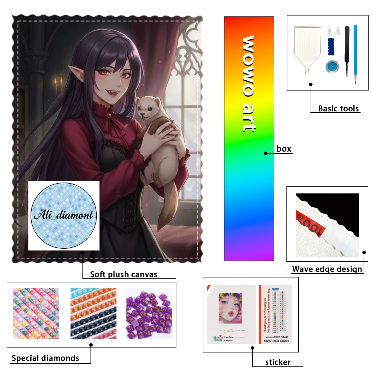 

【ALI_ Diamond Art】Vampiro chica y tanuki AB Rhinestone FD Rhinestone Perfect Resin Diamond