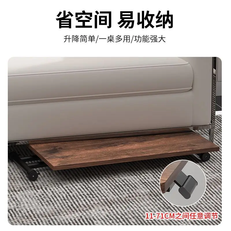 Lifting dining table dual-purpose integrated small apartment rectangular living room household multi-function mobile folding