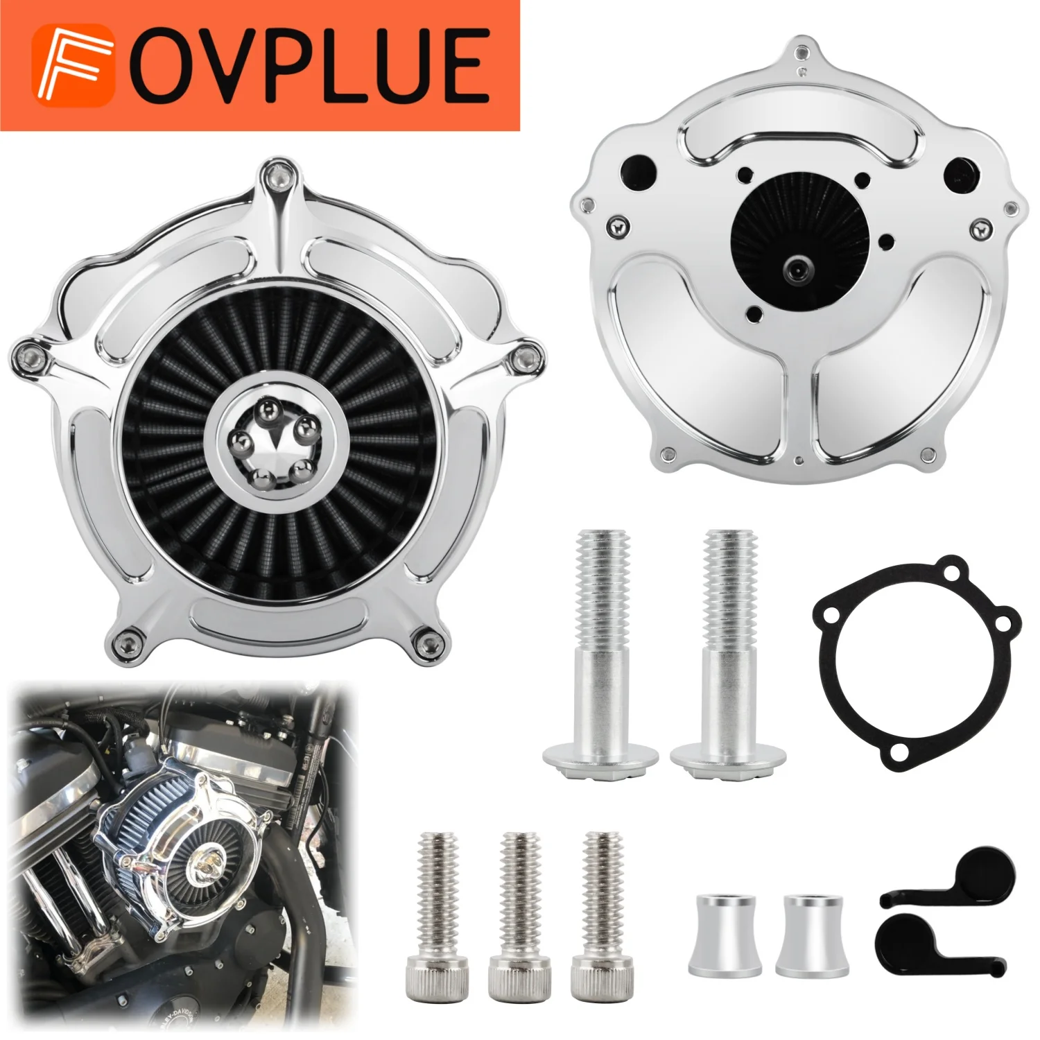 

Chrome Air Filter Intake Cleaner Kit Motorcycle Parts For Harley Touring Sportster 883 Dyna Softail Street Bob Fat boy 2000-2022