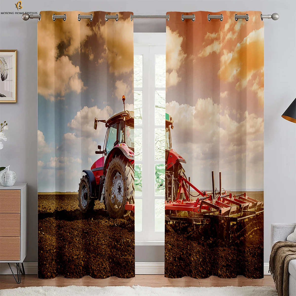 

Cool Tractor 3d Printed Curtains Living Room Balcony Bedroom Kitchen Decorative Curtains Home Decoration Rod Pocket Curtains