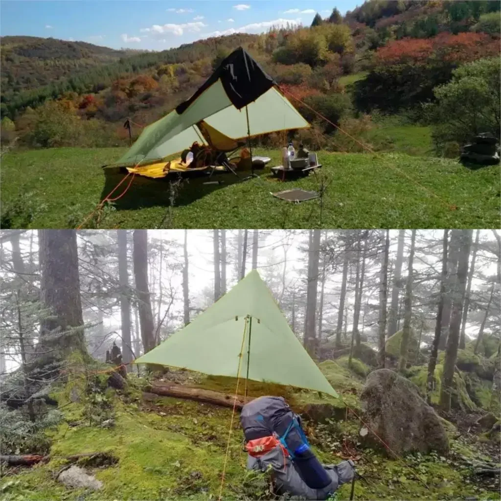 Tenda ultraleve 310g, à prova d\'água, 20d, dupla face, revestimento de silicone, nylon, abrigo de acampamento, dossel, chuva, lona leve