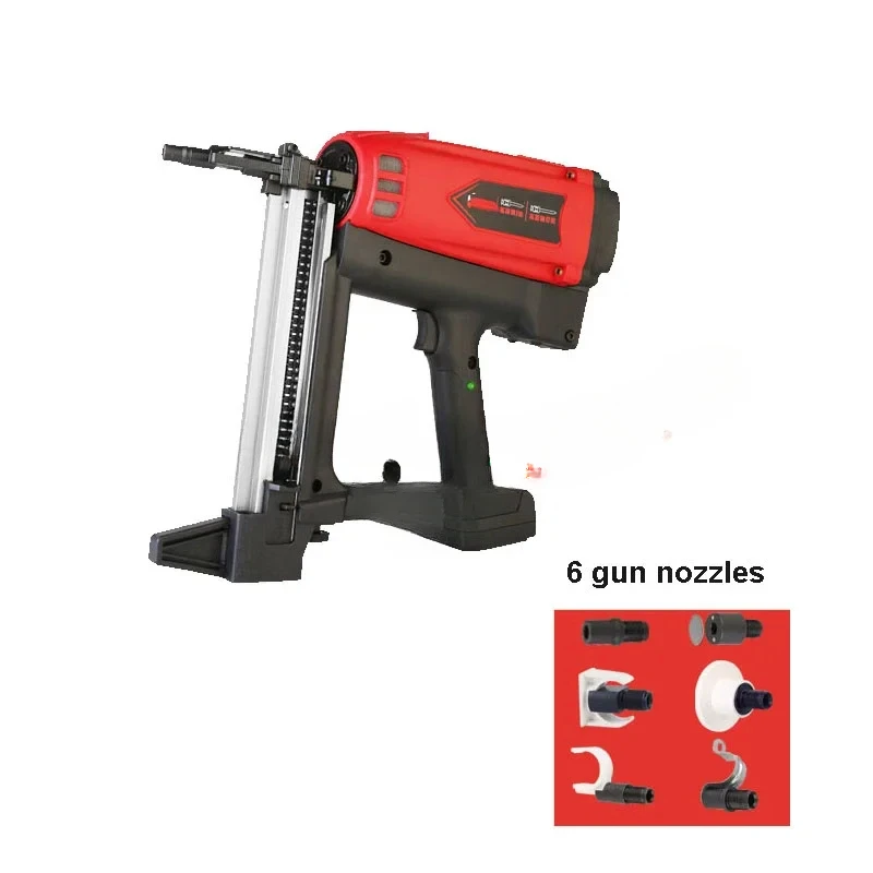 Pneumatic Nail Gun Lithium Battery Gas   Steel Air Stapler  Tools For Frame And Trunking With 6 Nozzles