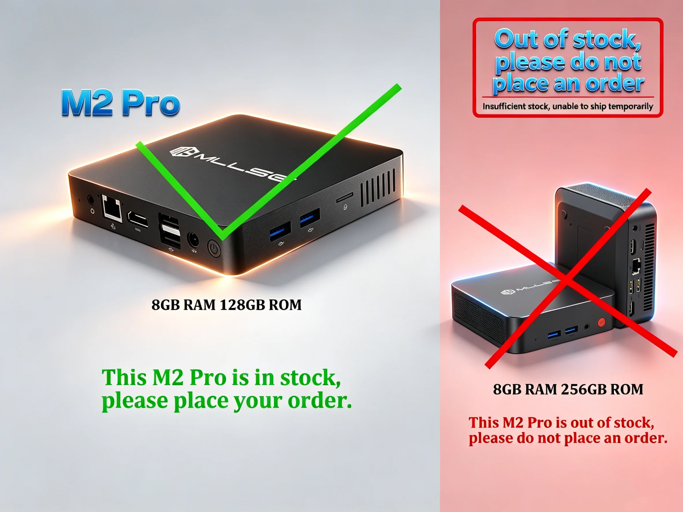 Mini PC MLLSE M2 Pro, processeur Intel J3710, 8 Go de RAM, 256 Go de ROM, Wi-Fi 5, BT 4.2, ordinateur de bureau miniature Windows 10
