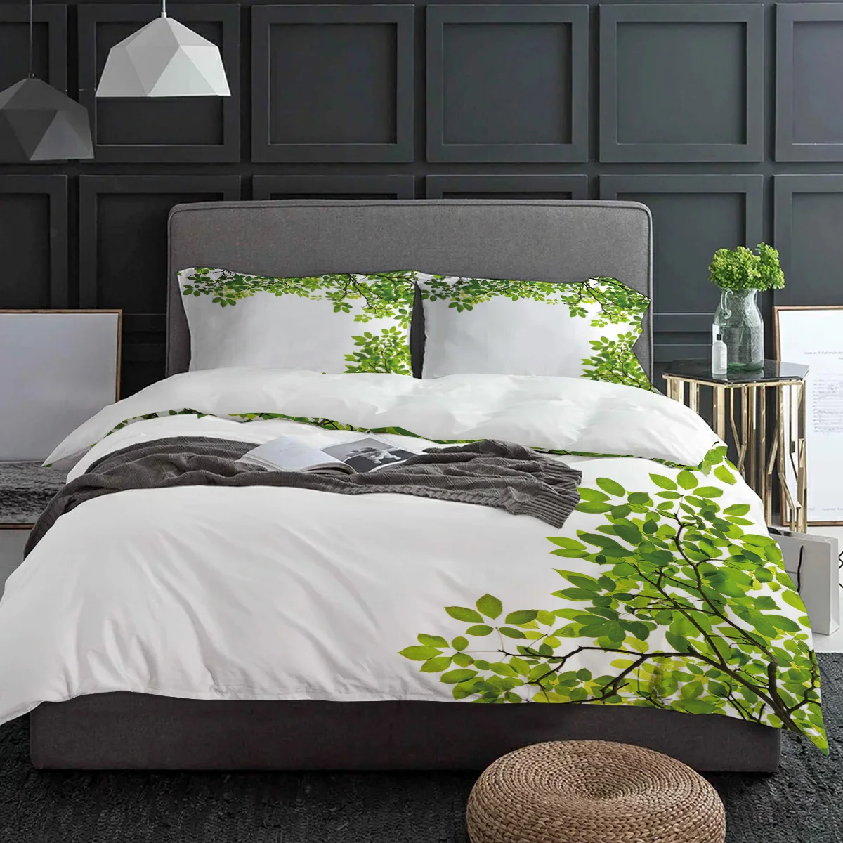 

Green Branches Plant Leaves Tree Bedding Set 3pcs Duvet Cover Pillowcase Kids Adult Quilt Cover Double Bed Set Home Textile