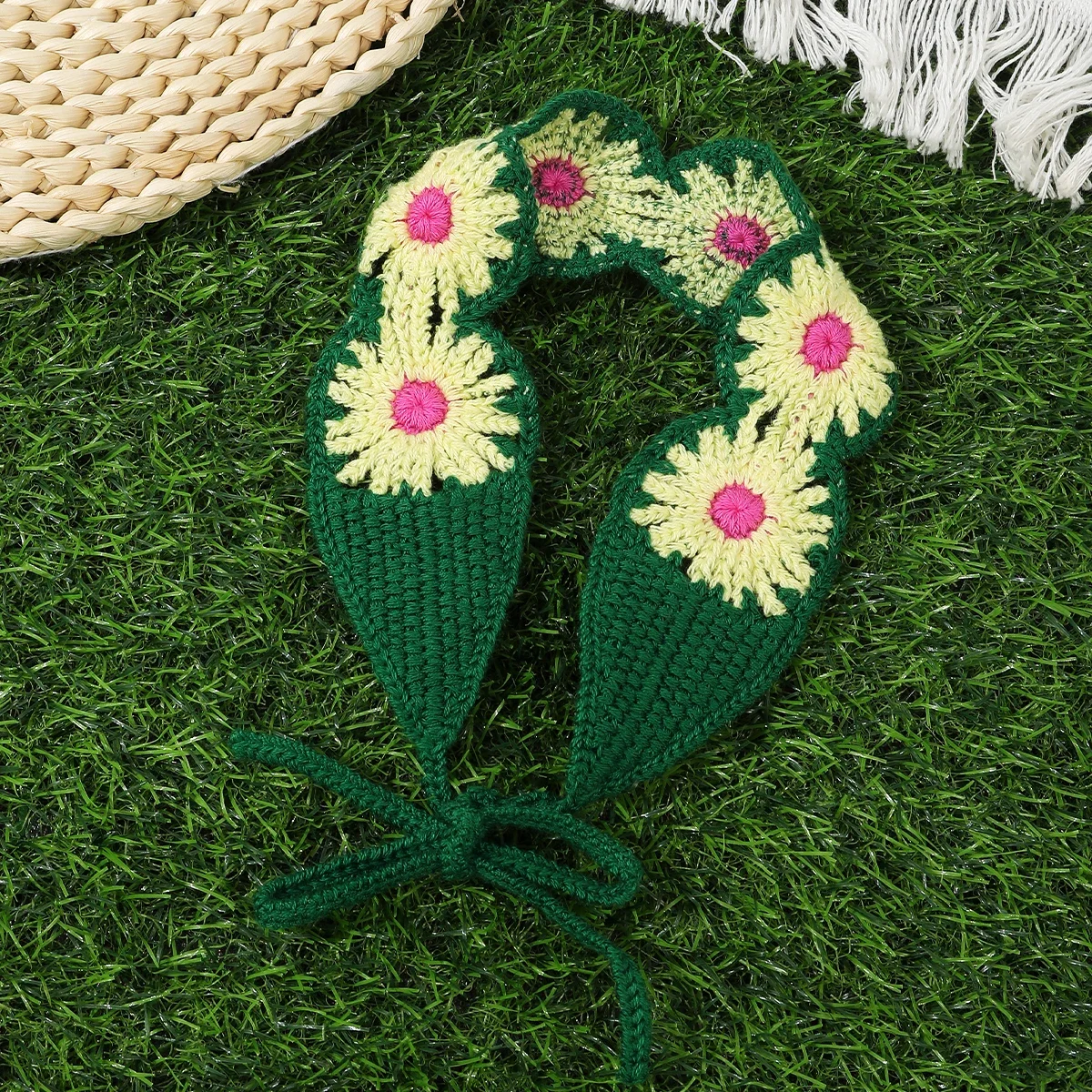 フラワーグリーンシンプルなヘアバンドヘアスカーフターバンバンダナレディース女性ボヘミアビーチ帽子ファッションヘアアクセサリーヘッドバンド