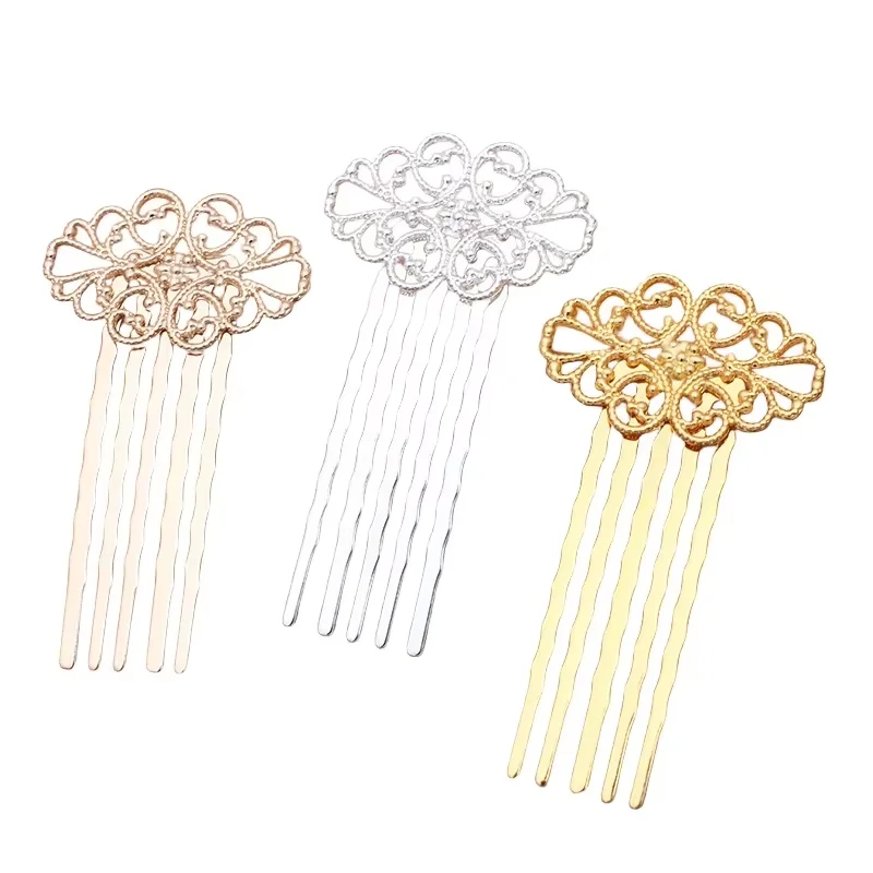 BoYuTe (10 Pieces/Lot) Metal Brass Filigree Hair Comb 5 Teeth Tiara Diy Bridal Wedding Hair Accessories