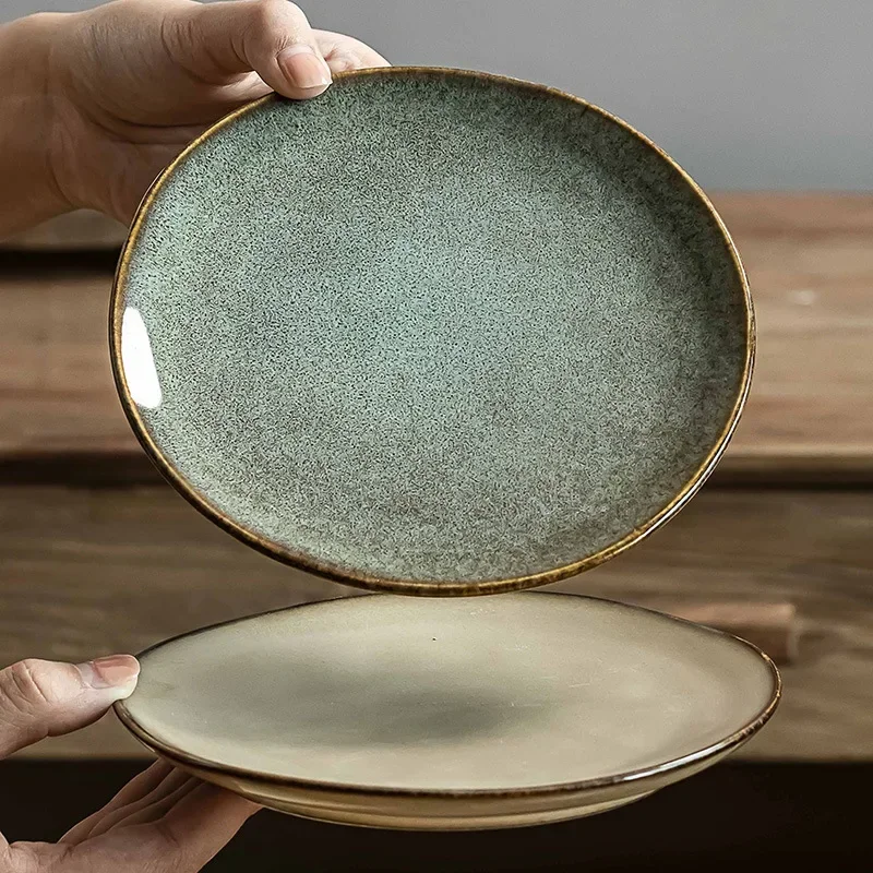

Japanese Retro Exquisite Kiln-changed Ceramic Bone Saucer Dining Table Household Desktop Spit Bone Saucer Garbage Plate