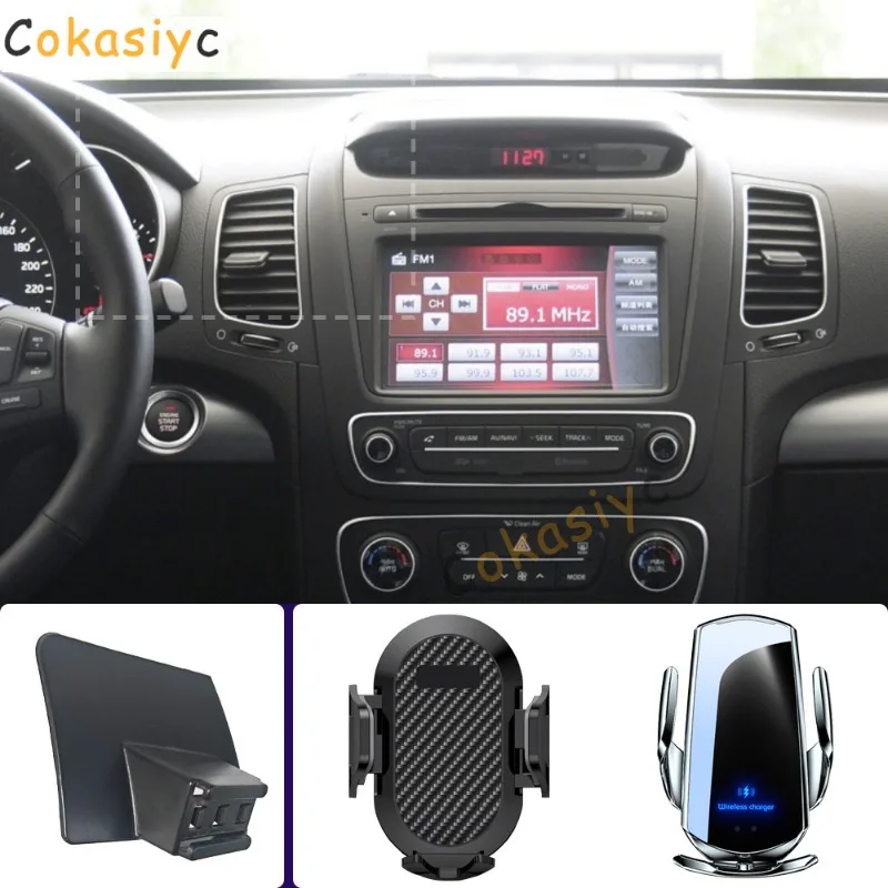 Suporte de telefone para carro, para kia sorento 2009, 2010, 2011-2014, suporte para celular, carregamento sem fio, base fixa especial, acessórios