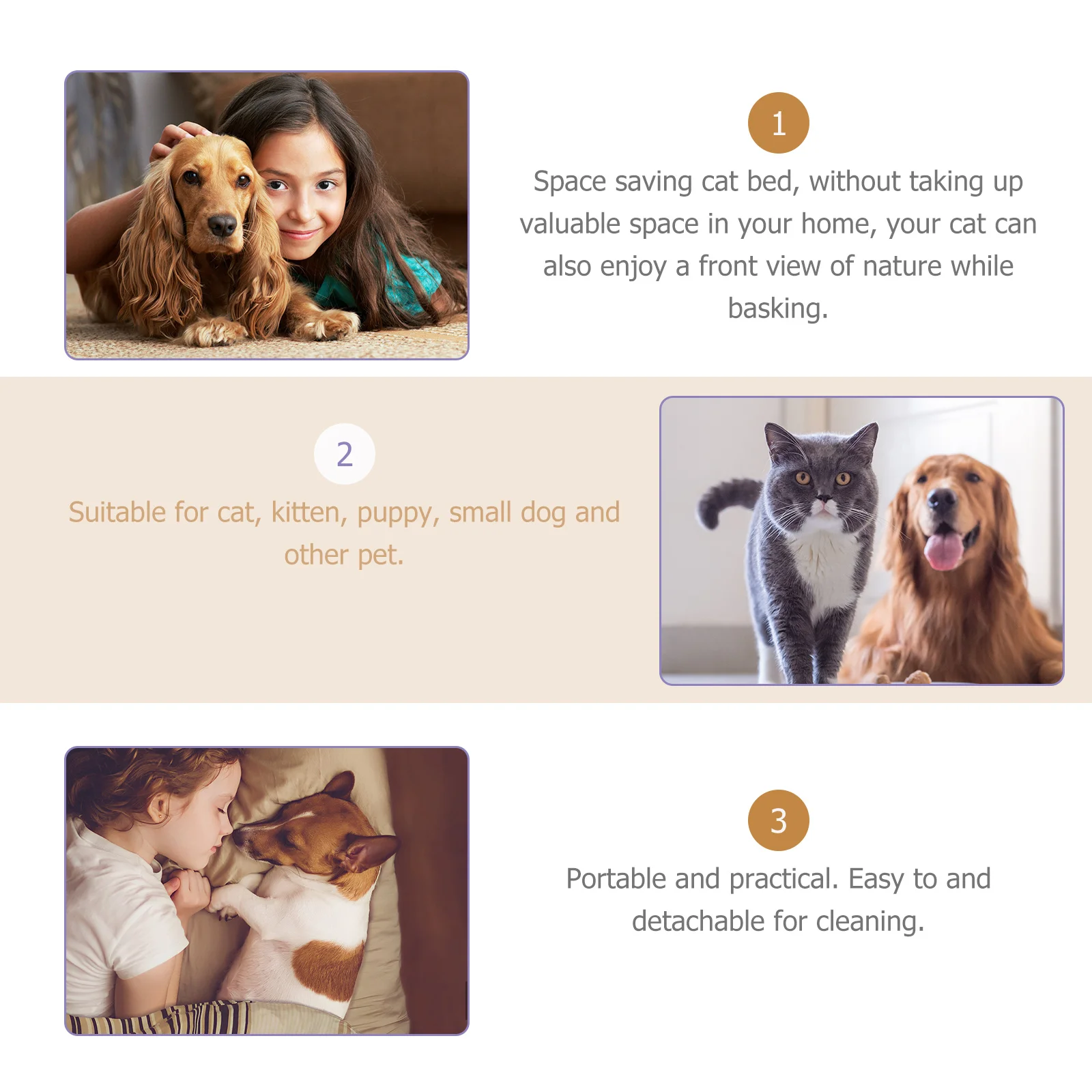 

2Pcs Warm Cat Hanging Sleeping Bed Space Saving Removable Pet Cat Nest for Basking with Front View Nature Activity Increase