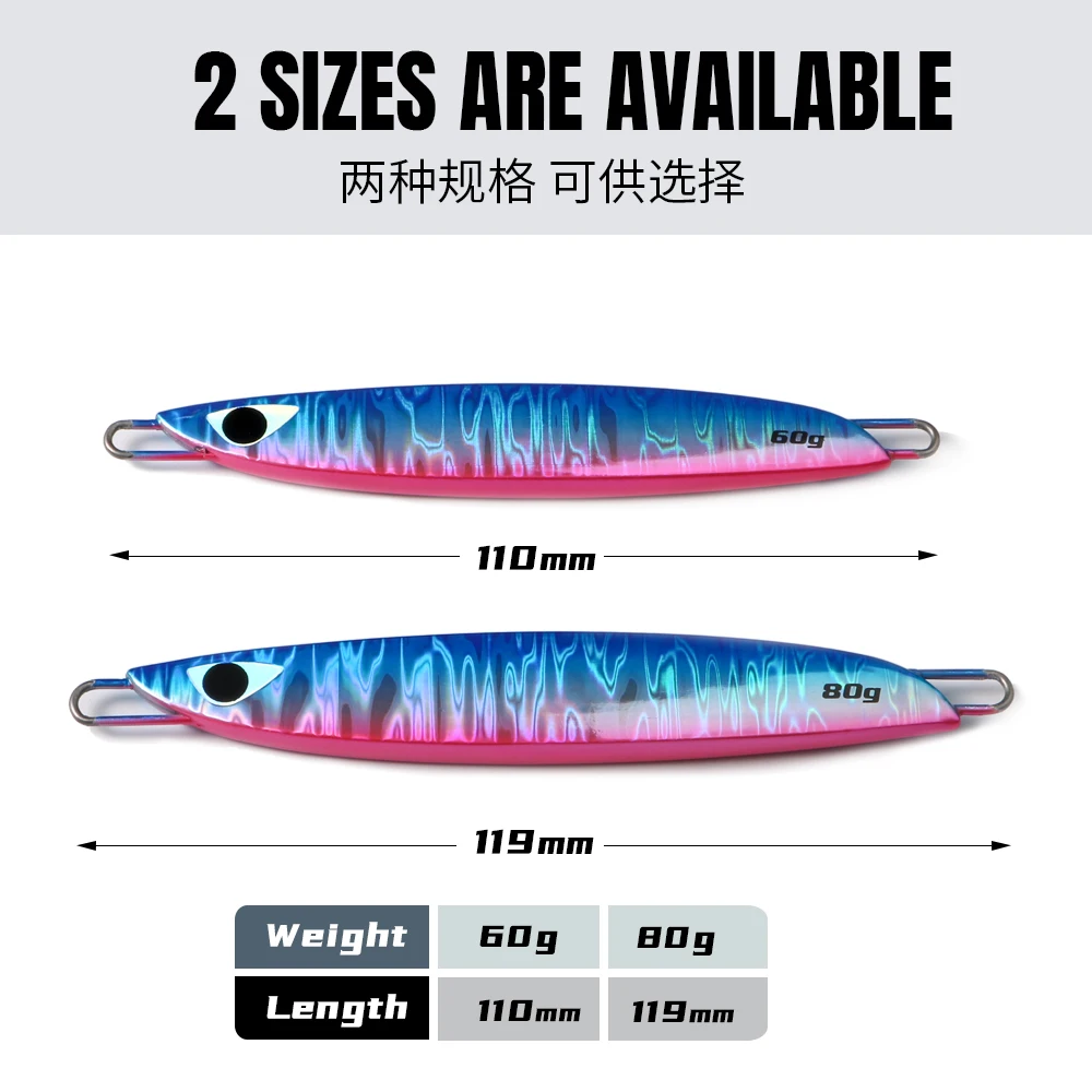 JIGGING PRO 40g 60g 80g C1 Jigging Lure Saltwater Metal Jigs Slow Pitch Jigs Sea Fishing Bait