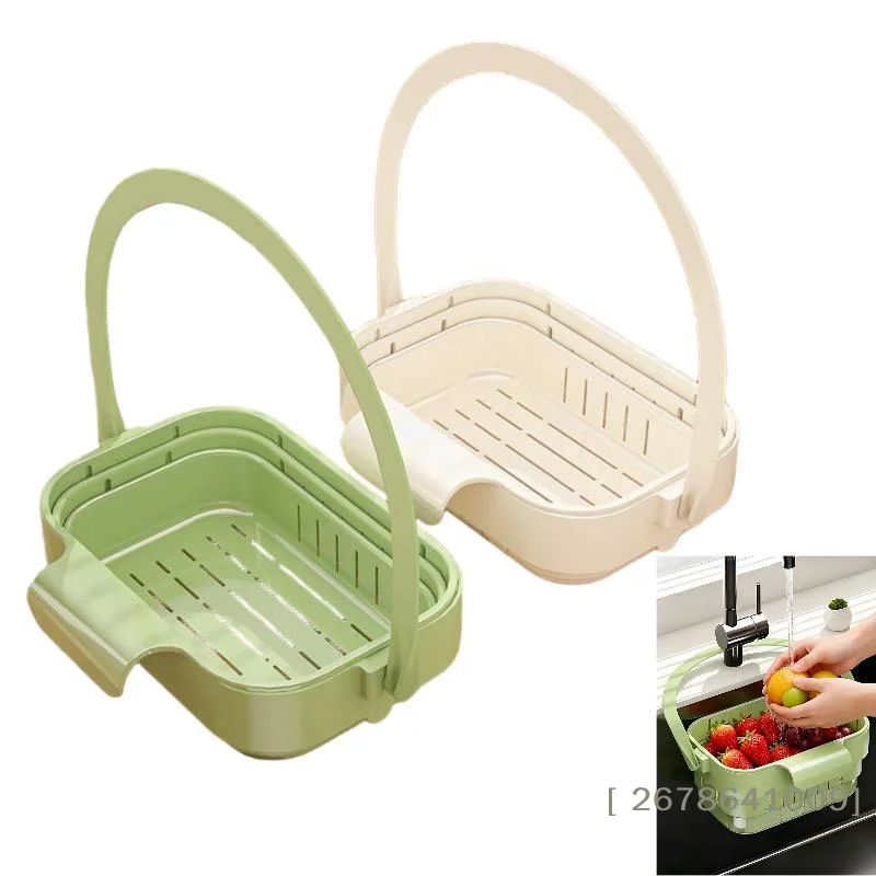 ⚑Hangable Kitchen Sink Drain Basket Detachable Filter Easy Residue Pouring For Draining Vegetables Pasta Food Scraps