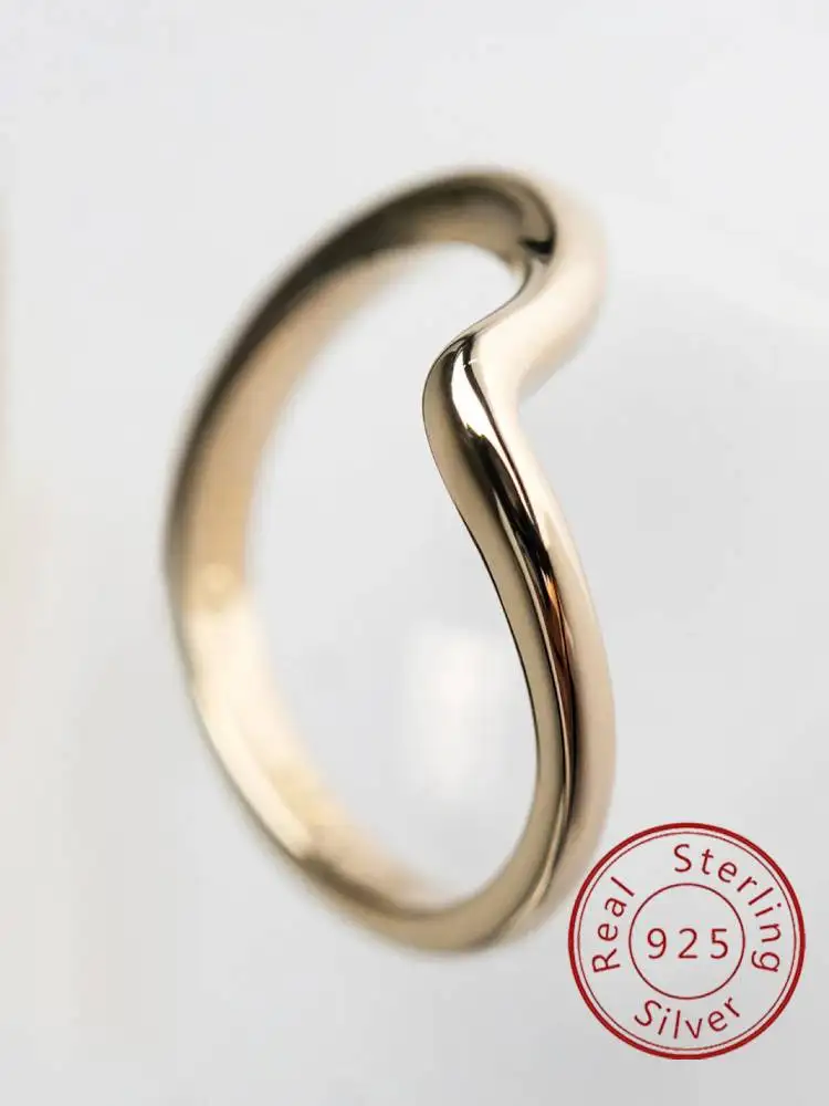 925 Sterling Silver Small Radius Curved Ring For Women Engagement Anniversary Party Daily Wear Fashion Minimalism Fine Jewelry
