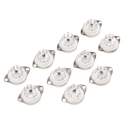 10st Keramische B9a Verzilverde 9pins Vacuümbuis Socket Paneel Chassis Mount Voor Ecc81 Ecc82 Ecc83 El84 6922 Vacuümbuis