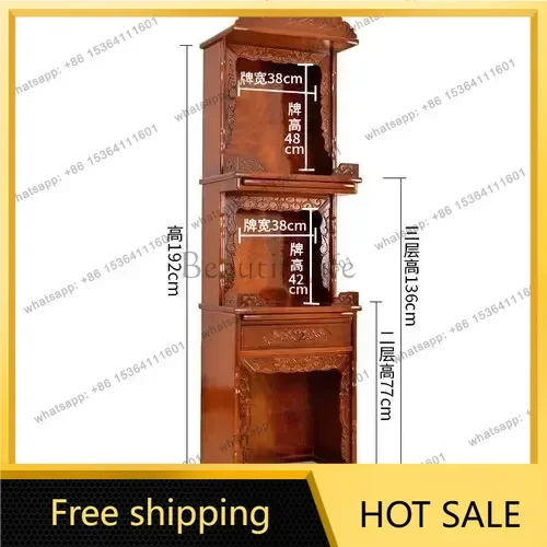 Shrine Buddha Cabinet God of Wealth Guanyin Altar Cabinet Altar Three-Layer Couplet Clothes