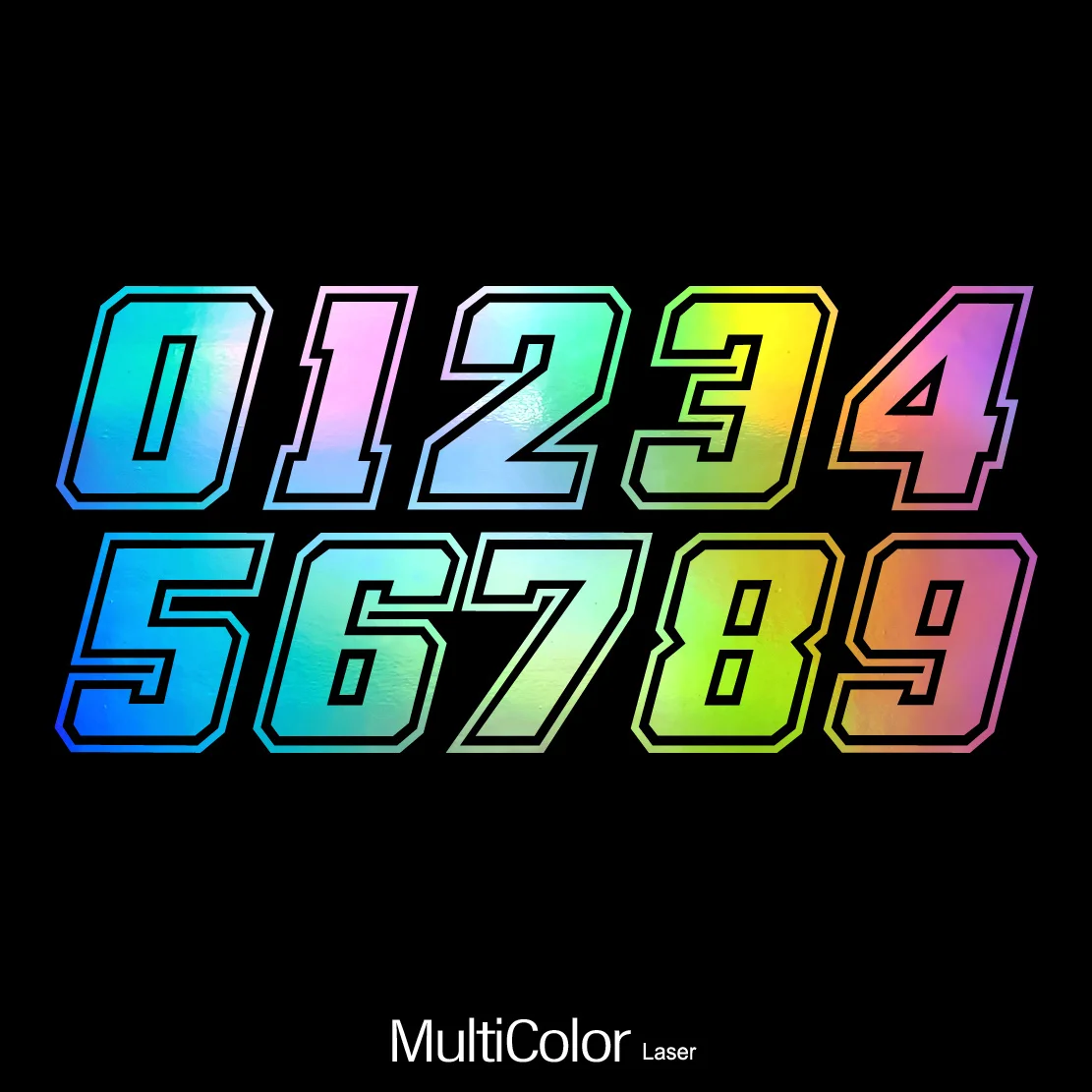 Number 0-9 Sticker Set 10PCS Vinyl Decals for Car Motorcycle Racing Truck Laptop Decoration Height 4-15.24cm