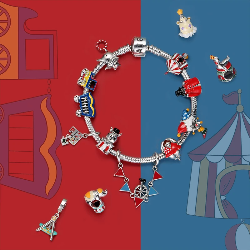 Love Music 925 Sterling Silver Fashion Music Circus Food Rock Charms Beads Fit Original JIUHAO Charm Bracelet Jewelry Making