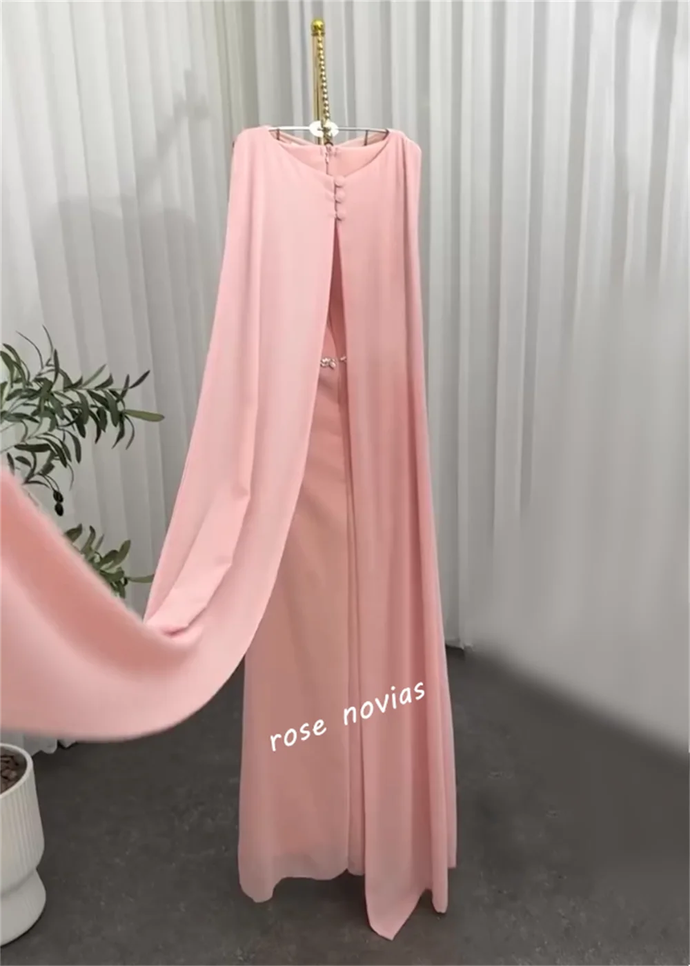 Customized Women's Evening Dress Glitter Rhinestone O-Neck A-line Long Pink Dresses Bespoke Occasion Valentine's Day Temperament