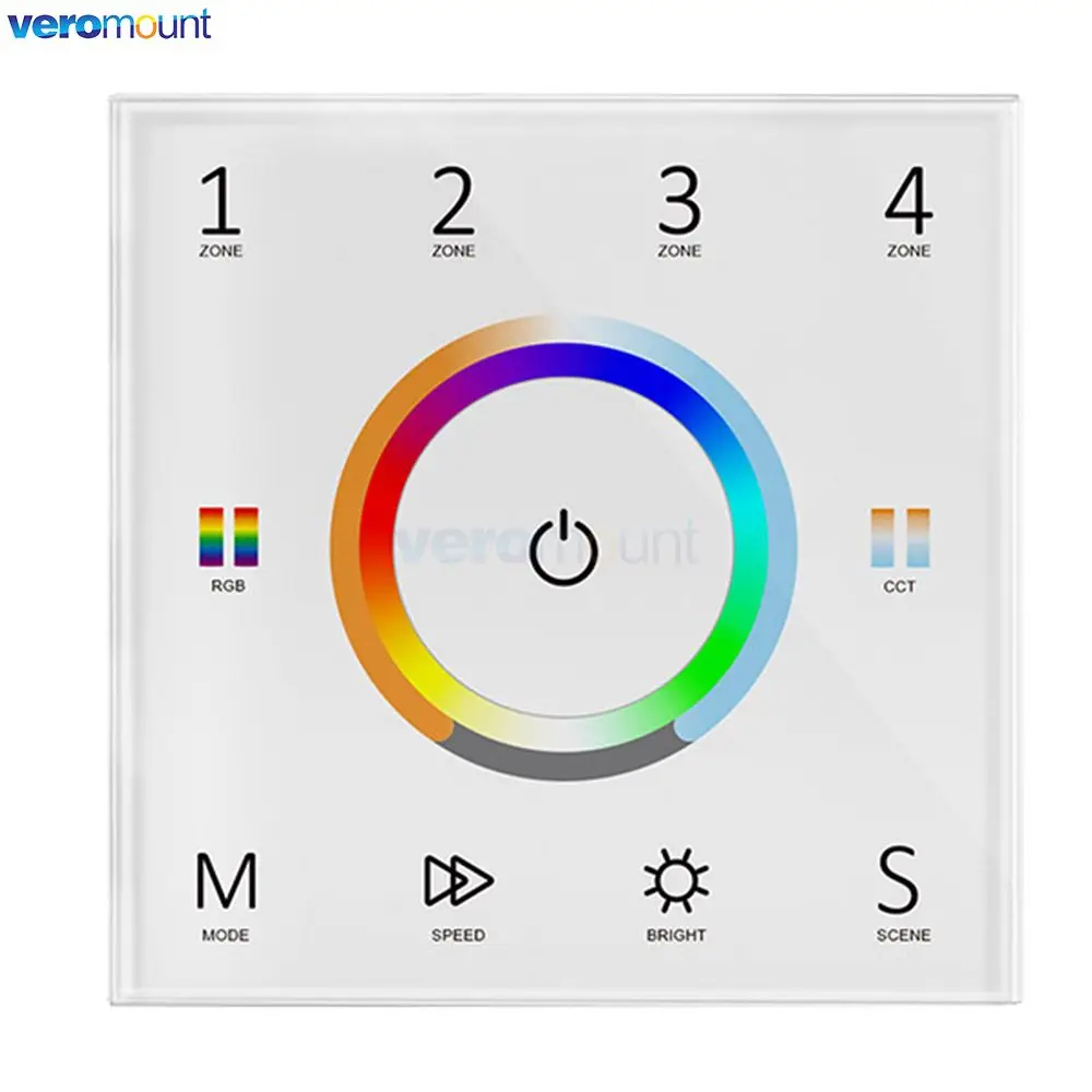 WT5 WiFi RGBCCT LED Controller DC12V 24V DIM CCT RGB RGBW Strip Wall Mount Touch Panel Control Tuya APP Echo Plus Voice Control