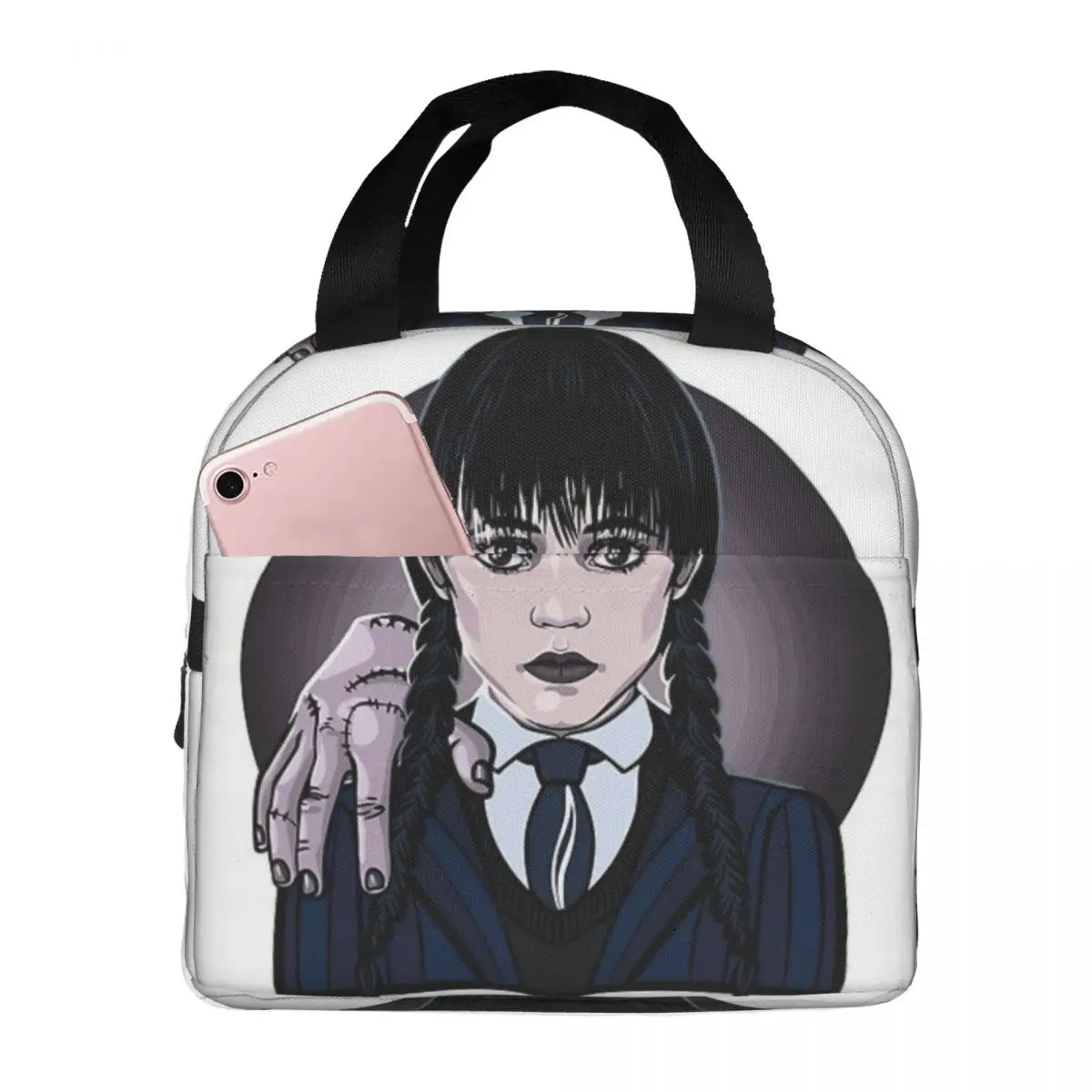 Wednesday Addams Thing TV Series Wednesday Lunch Bags Insulated Bento Box Lunch Tote Resuable Picnic Bags for Woman Childre