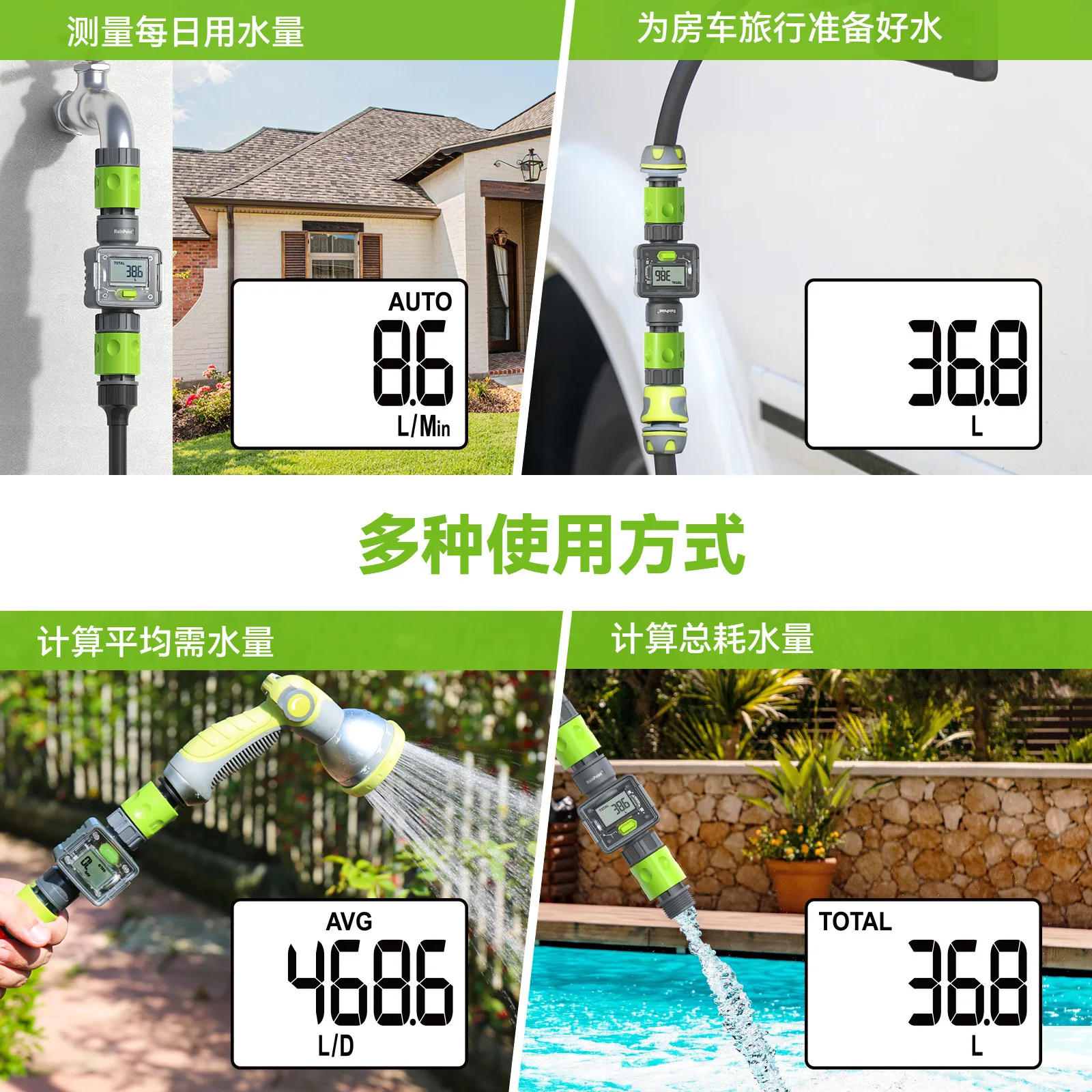 Water Flow Sensor Accurately Measures Water Flow Data, Easy To Install and Easy To Read