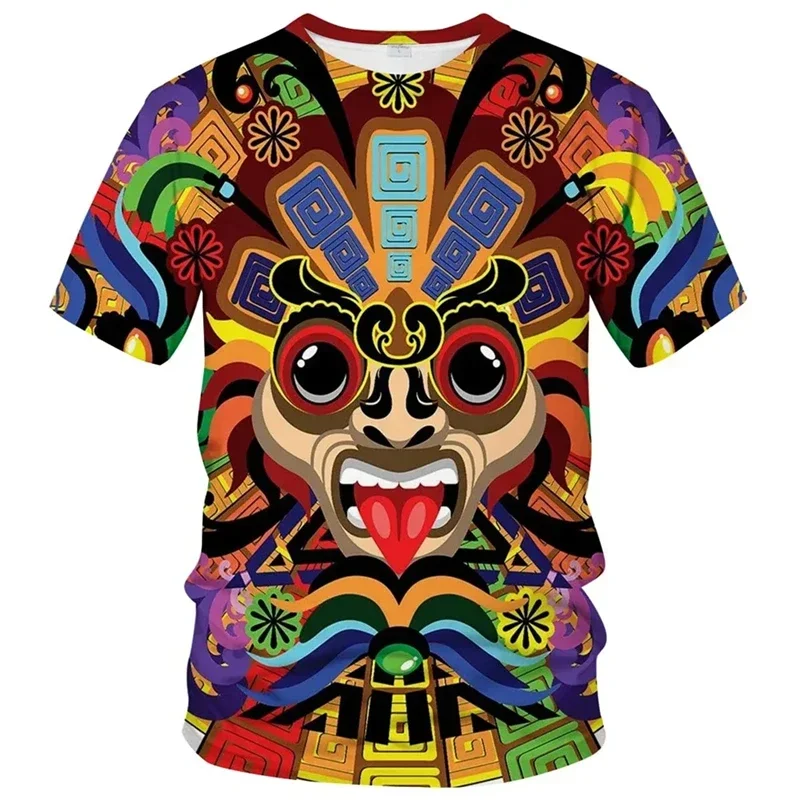 Mexico Aztec Warrior 3D Print T Shirt For Boys Eagle Quetzalcoatl Graphic T Shirts Mayan Culture Totem Kdis Tee Skull Top